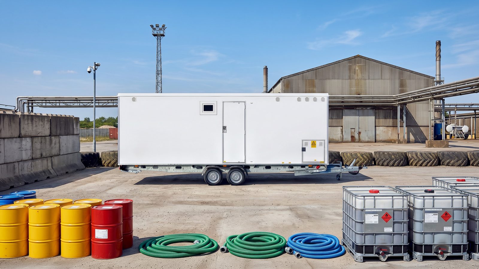 Satellite restroom or crew trailer on site
