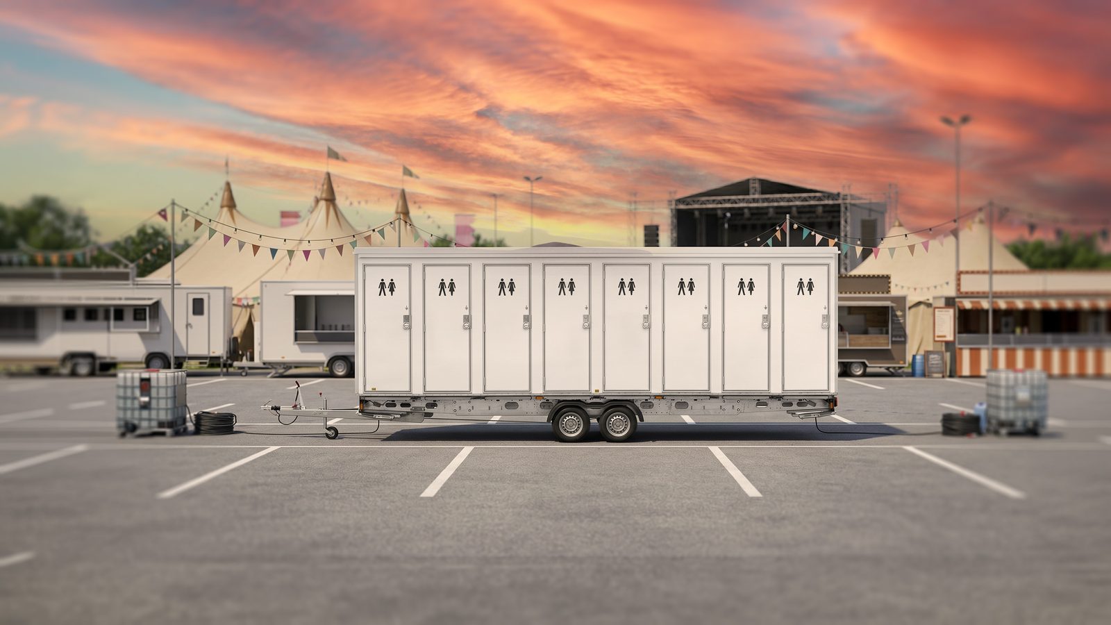 Satellite restroom or crew trailer on site