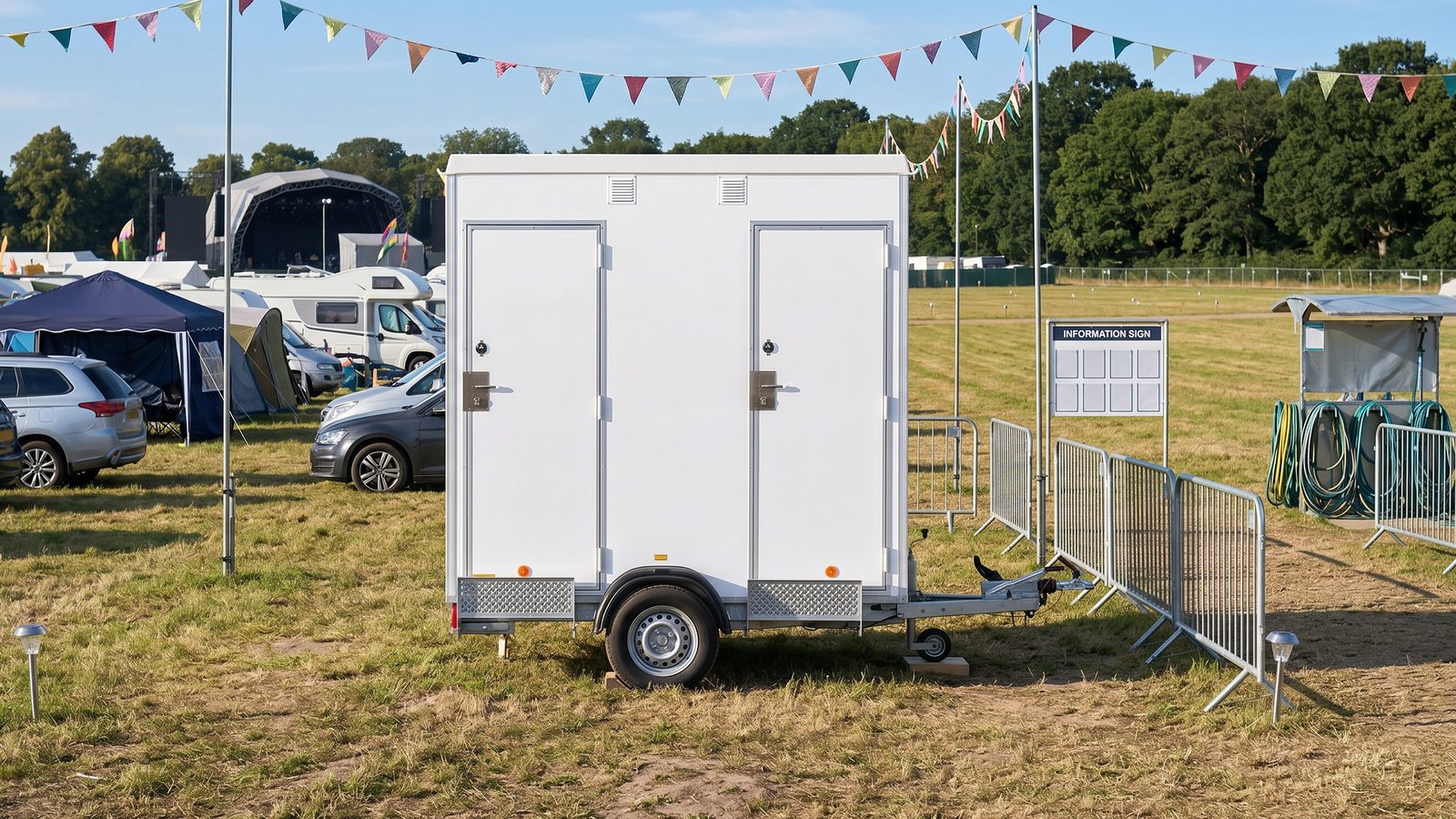 Satellite restroom or crew trailer on site