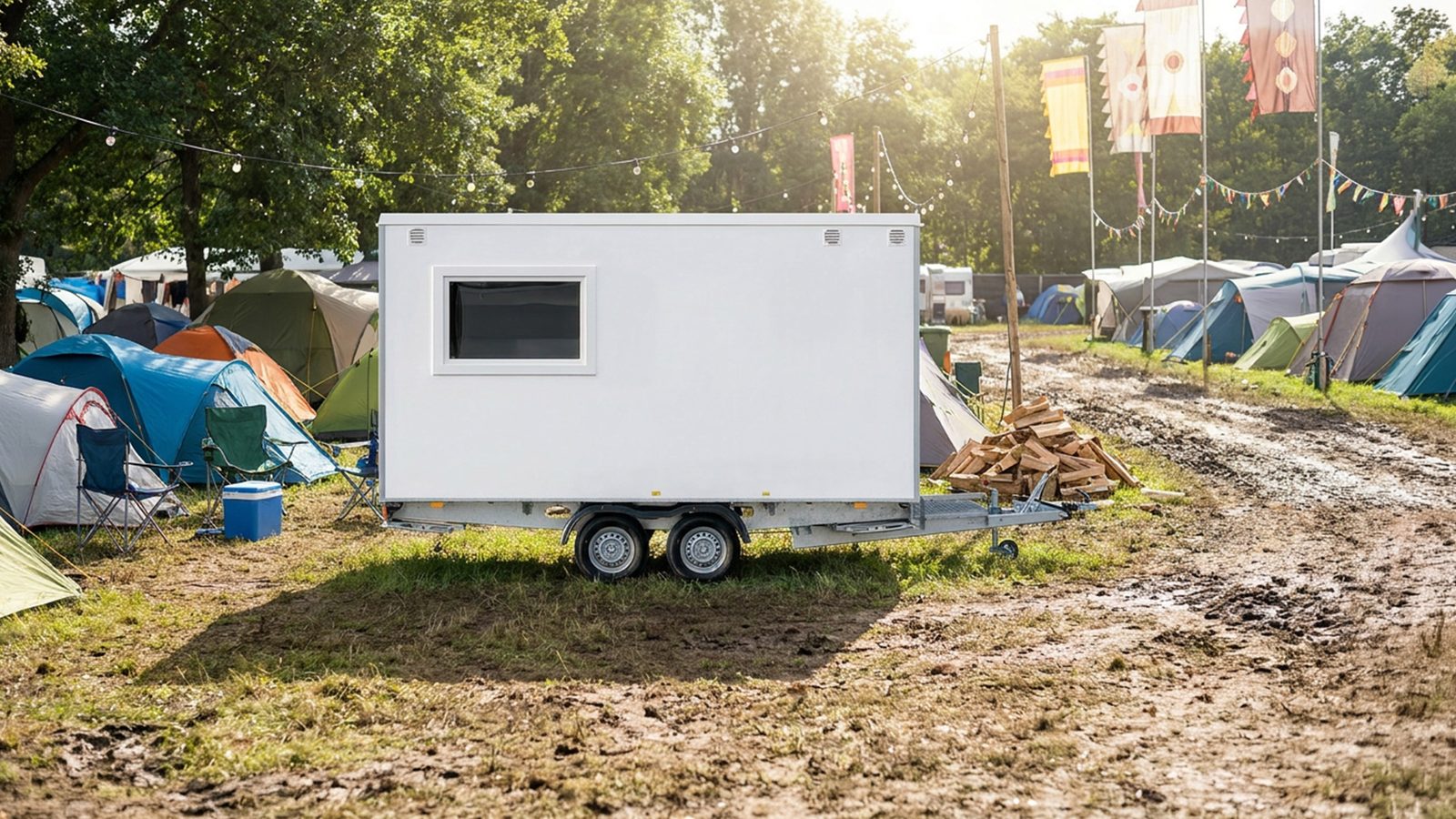 Satellite portable sanitation equipment on site