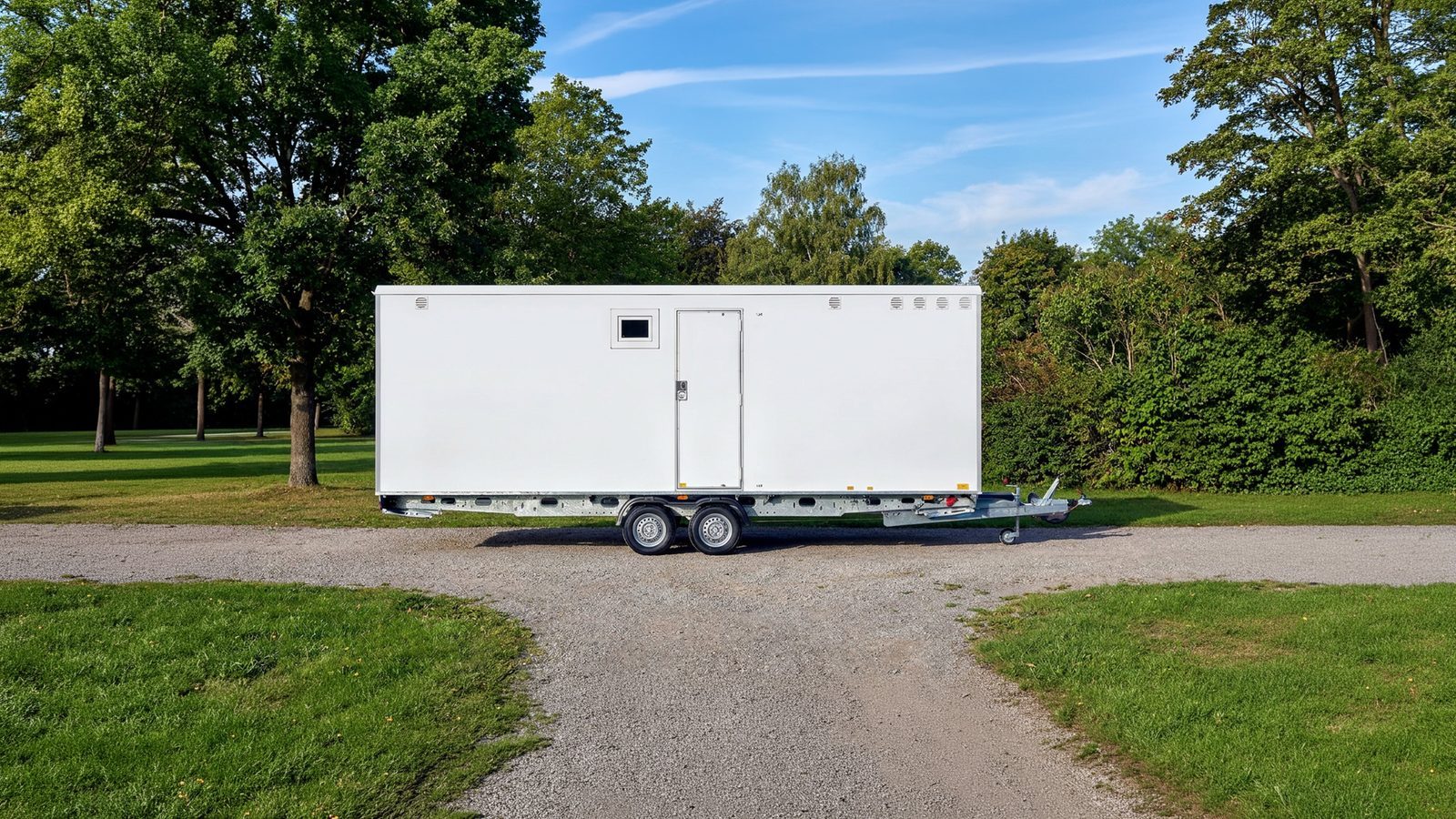 Satellite restroom or crew trailer on site